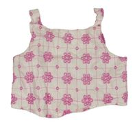 Bílý kostkovaný crop top s madeirou Little Kids