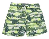 Zeleno-khaki plážové kraťasy s listy Pep&Co