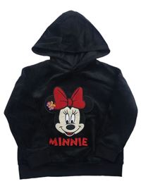 Černá sametová mikina s Minnie a kapucí Disney