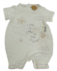 Bílý kraťasový overal s nápisem a obrázkem Mothercare