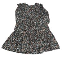 Černo-starorůžové květované šaty Primark