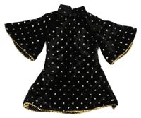 Černé sametové šaty se zlatými flitry 