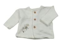 Bílá žebrovaná propínací mikina s králíkem George