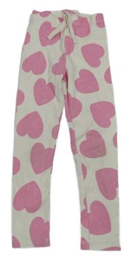 Smetanovo-růžové žebrované legíny se srdíčky Zara