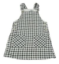 Šedo-bílé kostičkované podšité laclové šaty s kapsami Dopodopo