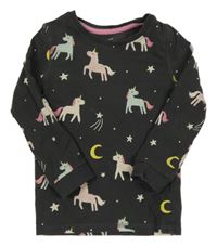 Antracitové pyžamové triko s jednorožci M&S