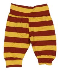 Žluto-vínové pruhované lehké tepláky 