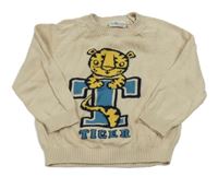 Světlebéžový lehký svetr s tygrem Pep&Co