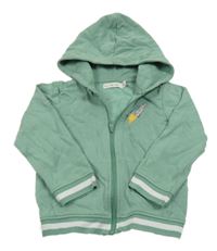 Zelená propínací mikina s raketou a kapucí