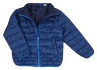 Tmavomodrá vzorovaná šusťáková prošívaná zateplená bunda Lupilu