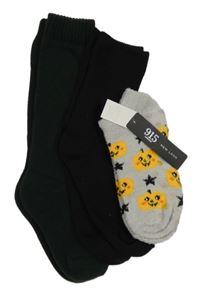 Nové - 3x ponožky - tmavozelené + černé + šedé chlupaté kotníkové s dýněmi 