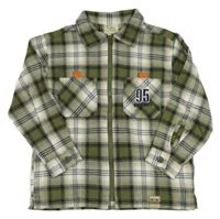 Zeleno-bílá kostkovaná košile s kapsami