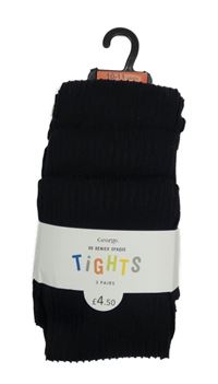 Nové - 3x černé žebrované silnější silonky George