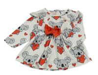 Bílo-šedé šaty s medvědy a mašlí Shein