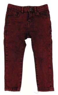 Červeno-černé melírované skinny rifle Zara