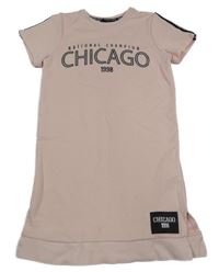 Světlerůžové teplákové šaty s nápisem C&A