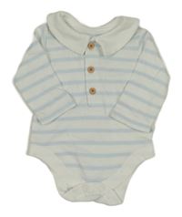 Bílo-modré pruhované body s límečkem Matalan