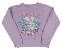 Lila mikina s nápisem a palmami George