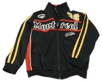 Černo-červená sportovní propínací mikina s nápisem 