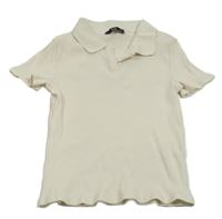 Smetanové žebrované polo tričko C&A