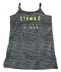 Černo-šedé melírovaný sportovní top s nápisem C&A