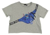 Šedé melírované crop tričko se Stitchem Primark