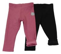 Nové - 2x thermo legíny - růžové + černé F&F