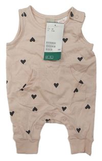 Nové - světlerůžový overal se srdíčky H&M