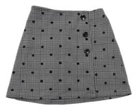 Černá kostkovaná/puntíkatá sukně s knoflíky Primark