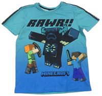 Zeleno-modré ombré tričko s Minecraft zn. George
