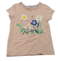 Světlerůžové tričko s květy Mothercare