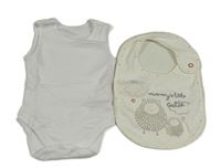 2set - bílé body + bílý bryndák s ovečkou 