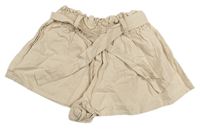 Béžové lněné kraťasy s páskem H&M