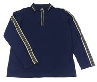 Tmavomodro-béžové polo triko s pruhy zn. River Island