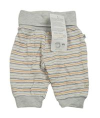 Nové - Šedo-bílo-oranžové pruhované tepláky 