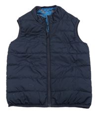 Tmavomodrá šusťáková zateplená oboustranná vesta 