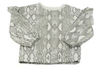 Šedo-bílá mikina s hadím vzorem a volánky Matalan