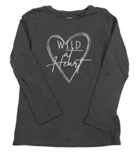 Antracitové triko se srdíčkem a nápisem C&A