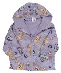 Lila šusťáková lehce zateplená bunda s Bluey a kapucí 