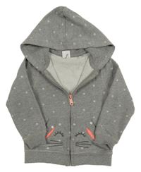 Šedá puntíkatá propínací mikina s čumákem a kapucí Cool Club