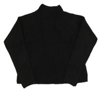 Černý žebrovaný crop svetr se stojáčkem Primark