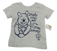 Nové - Světlešedé tričko s Medvídkem Pú George