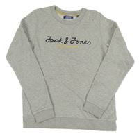 Světlešedá melírovaná mikina s logem Jack & Jones