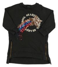 Antracitová šatová mikina s hvězdou z flitrů Next