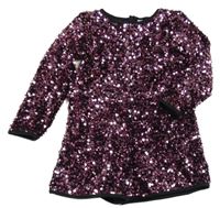 Černo-růžový sametový kraťasový overal s flitry Tu