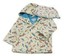 2set - Smetanová voděodolná jarní lehce zateplená bunda s vesmírem a kapucí + plátěný klobouček 