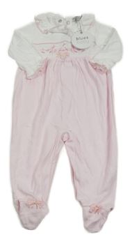 Nové - Bílo-růžový overal s výšivkou 