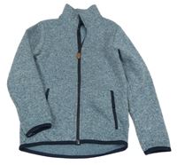 Modrá melírovaná propínací pletená mikina H&M