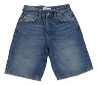 Tmavomodré riflové kraťasy s páskem Zara