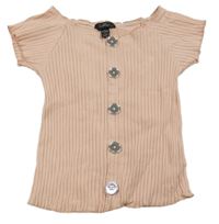 Světlerůžové žebrované tričko s knoflíky Firetrap